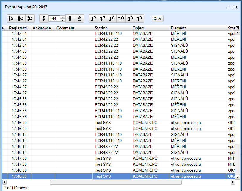 Event Log window